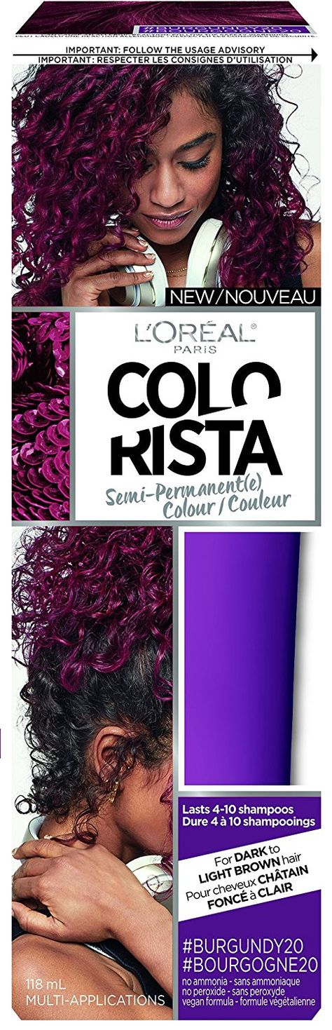 L'Oreal Paris Colorista Semi-Permanent Hair Colour for Brunette Hair, Burgundy, 180g *** This is an Amazon Affiliate link. Learn more by visiting the image link. Violet Hair Color Ideas, Dark Red Hair Color Ideas, Violet Hair Color, Hair Perms, Violet Hair Colors, Red Hair Color Ideas, Dark Red Hair Color, Color Ideas For Short Hair, Different Types Of Curls