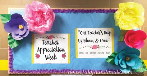 Teacher Appreciation Week: Our Teachers Help Us Bloom & Grow - Houseful of Handmade Teacher Appreciation Week Decorations, Teachers Appreciation Week, Teacher Appreciation Week Themes, Teacher Appreciation Themes, Staff Appreciation Week, Teachers Appreciation, Staff Appreciation, School Themes, Teacher Appreciation Week