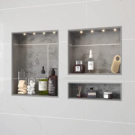 Shower Inset, Recessed Shower Shelf, Niche Shelves, Deep Bathtub, Bathroom Niche, Recessed Shelves, Apartment Deco, Primary Bath, Shower Niche