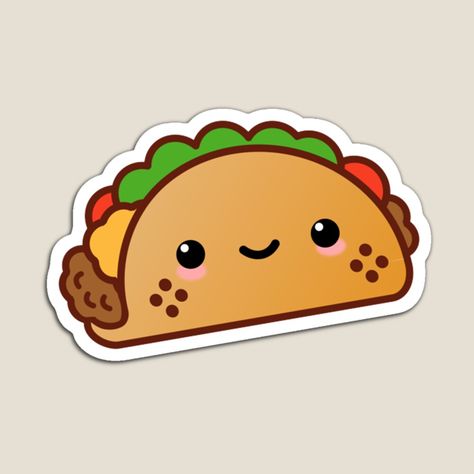 Taco Mexican Food Cartoon Face Imagenes Cute, Taco Drawing, Happy Taco, Kawaii Faces, Food Cartoon, Super Kawaii, Food Stickers, Cute Doodles Drawings, Cute Fruit