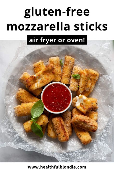 Gluten Free Mozzarella Sticks, Air Fryer Mozzarella Sticks, Air Fryer Mozzarella, Fried Cheese Sticks, Mozzarella Sticks Recipe, Cheesecake Recipes Classic, Italian Appetizers, Mozzarella Sticks, Homemade Gluten Free