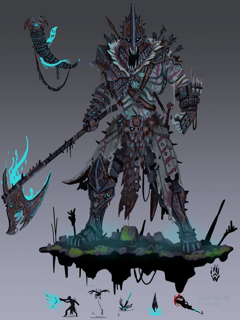 Draugr Concept Art, Draugr Art, Army Concept Art, Smite Art, Evelynn League Of Legends, Skeleton Design, 다크 판타지, Art Corner, Wolf Dog