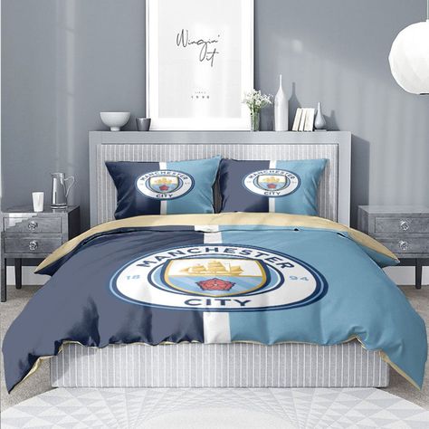 Bedding Sets King, City Bedroom, New Bedding, مانشستر سيتي, King Bedding Sets, Duvet Bedding Sets, Personalized Bedding, Types Of Beds, Feeling Good