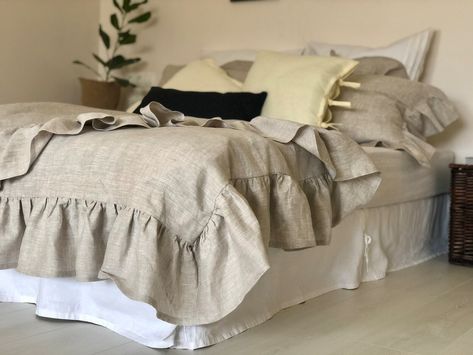 Unique Duvet Covers, Ruffle Duvet Cover, Romantic Bed, Chic Bedding, Linen Duvet Cover, Shabby Chic Bedding, Ruffle Bedding, Quilted Duvet, Bed Linen Sets