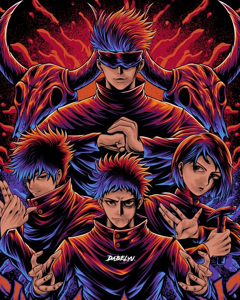 Jujutsu Kaisen Tshirt, Supernatural Anime, Horror Elements, Gojo Sukuna, Jujutsu High, Gege Akutami, Jujutsu Kaizen, T-shirt Design Illustration, Tshirt Illustration