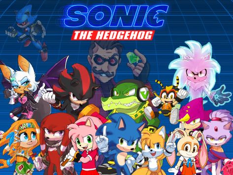 Sonic Tails Knuckles, Sonic The Hedgehog Characters, Sonic The Hedgehog Movie, Dr Robotnik, Sonic Tails, Metal Sonic, Sonic The Movie, Hedgehog Movie, Retro Gaming Art