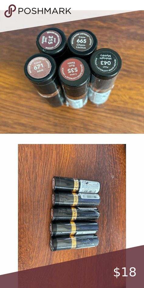 Revlon Super Lustrous Lipsticks Lot of 5 Revlon Super Lustrous Lipstick, Iced Mocha, Rum Raisin, Revlon Super Lustrous, Revlon, Lipsticks, Raisin, Mocha, Rum