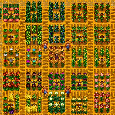 Tree Layout Stardew Valley, Stardew Valley Planting Layout, Stardew Crop Layouts, Stardew Valley Spring Crops Profit, Stardew Valley Tree Layout, Forest Farm Layout Stardew Valley Year 1, Stardew Crops Layout, Stardew Spring Crops, Stardew Valley Tree Farm Layout