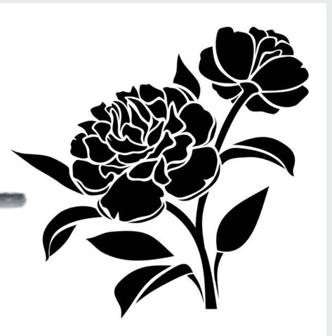 Flowers Silhouette, Fabric Paint Designs, Flower Silhouette, Stencils Printables, Silhouette Design Studio, Print Design Art, Woodworking Patterns, Peony Flowers, Seal Design