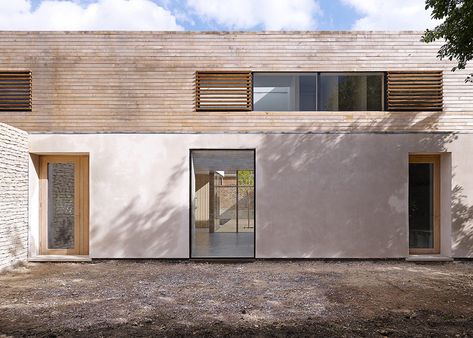 Orchard House by Studio Octopi Wooden Cladding Exterior, Rendered Houses, Orchard House, House Cladding, Timber Windows, Wood Cladding, Timber Cladding, Exterior Cladding, The Secret Garden