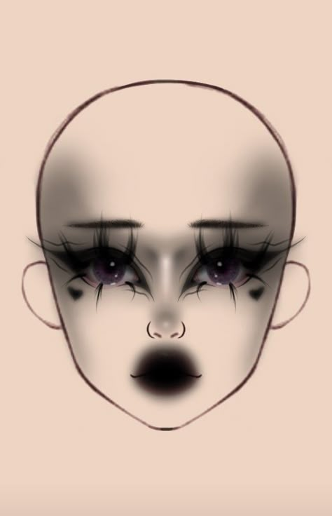 Makeup Face Template, Goth Eye Makeup, Shower Makeup, Holloween Makeup, Makeup Charts, Creepy Makeup, Vampire Bride, Funky Makeup, Canva Codes