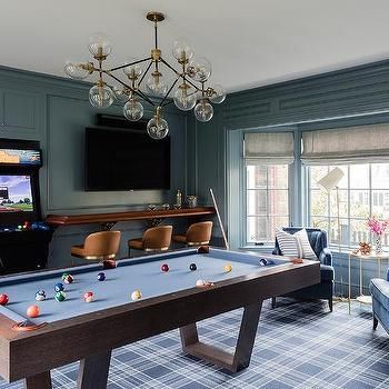 Blue Game Room, Game Room Idea, Erin Gates Design, Traditional Meets Modern, Patrick Ahearn, Pool Table Room, Gates Design, Style Anglais, Table Room