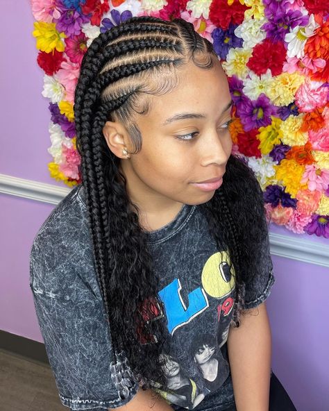 Feed In Braids Ponytail, Corn Row, Corn Rows, Black Kids Braids Hairstyles, Cornrows Braids For Black Women, Edges Hair, Cute Curly Hairstyles, Pretty Braided Hairstyles, Girls Hairstyles Braids