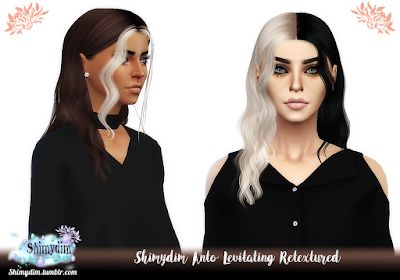 Shimydim Sims: S4 Anto Levitating Retexture - Naturals + Unnaturals Half Colored Hair, Two Color Hair, Half Dyed Hair, Black White Hair, Half And Half Hair, Alpha Cc, Sims 4 Challenges, Sims 4 Black Hair, Split Dyed Hair