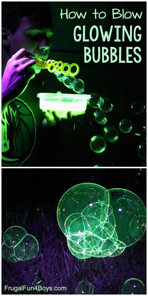 Glowing Bubbles, Glow In The Dark Bubbles, Glow Day, Glow Crafts, Bubble Activities, Glitter Projects, Glow In Dark Party, Glow Stones, Kid Science