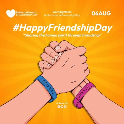 Friendship Day Creatives, Friendship Day Poster, Friendship Day Post, International Friendship Day, Happy Friendship Day, Friendship Day, Poster Designs, Post Templates, Friends Forever