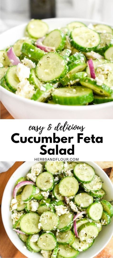 This light, refreshing Cucumber Feta Salad is the perfect side salad. This healthy salad is made with simple ingredients in one bowl. Simple, fresh and delicious! Cucumber Feta Salad, Perfect Health Diet, Greek Flavors, Low Carb Salad, Feta Salad, Healthy Salad, Healthy Diet Recipes, Soft Glam, Reduce Food Waste