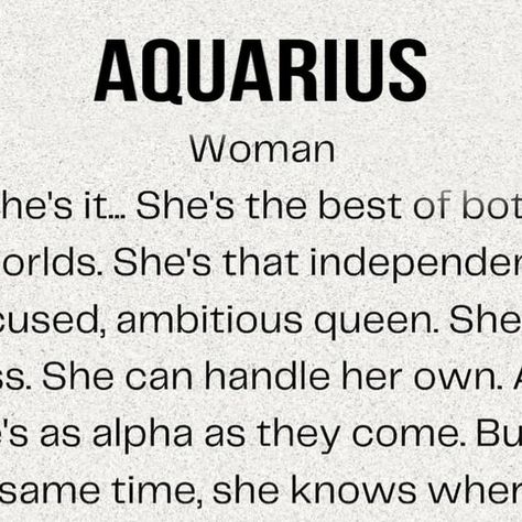 Aquarius Memes on Instagram: "And yet she ends up alone 🙃
If you see this, follow @aquariusyearsold for more ✨
.
.
.
.
#aquarius #aquariusgang #horoscopememes #aquarius♒️ #aquariusmemes #aquariusseason♒️ #aquariusseason #aquariusgang♒️ #horoscopedaily #dailyhoroscope #aquariusposts #zodiacsigns #zodiac #zodiacmemes #astrology #airsigns #airsign #airsigns💨 #airsignmemes" Aquarius Woman Personality, Aquarius Women Facts, Aquarius Facts Women, Aquarius Woman Quotes, Aquarius Women, Horoscope Memes, Women Facts, Aquarius Truths, Aquarius Love