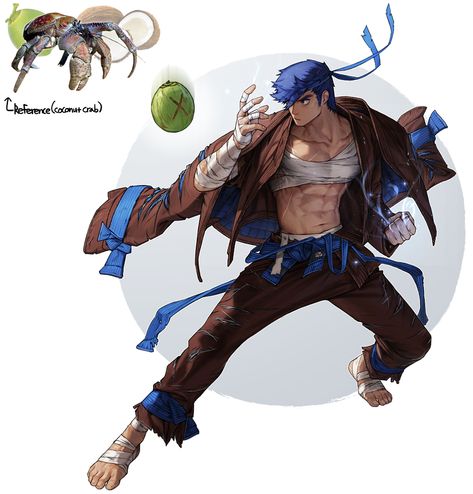 ArtStation - coconut crab striker Martial Artist Character Design, Monk Character Design, Coconut Crab, Takayama, Martial Artist, Character Design Male, Taos, 영감을 주는 캐릭터, Character Design References