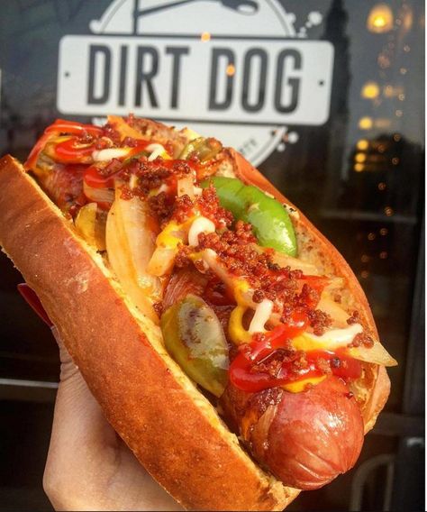 Recipes Hot Dogs, Ideas For Food Truck, Food Truck Recipes, Danger Dog, Sausage Sandwich Recipes, Hot Dog Sauce Recipe, Wrapped Hot Dogs, Hot Dog Sauce, Gourmet Hot Dogs