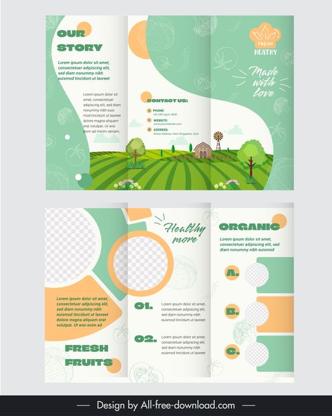 #healthyfood #veganfood #healthylife #healthyfoodbrochure #brochuretemplate Health Brochure, Tri Fold Brochure Template, Barley Tea, Brochure Food, Brochure Design Creative, Brochure Design Layout, Fold Brochure, Leaflet Design, Powerpoint Themes