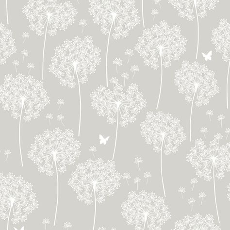 Find the NuWallpaper Dandelion Gray Peel & Stick Wallpaper at Michaels. com. An enchanting scene of dandelions and butterflies that will melt your heart! An enchanting scene of dandelions and butterflies that will melt your heart! A lovely look for a girl's room, bedroom or kitchen space, this easy to install peel and stick wallpaper easily recreates walls without the hassle of ordinary wallpaper. Make dreams come true with this removable and damage free décor option. NuWallpaper is safe for Ordinary Wallpaper, Dandelion Wallpaper, Dandelion Designs, Peel And Stick Vinyl, Wallpaper Pattern, Grey Wallpaper, Vinyl Wallpaper, Wall Treatments, Wallpaper Samples