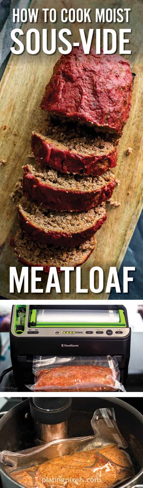 Learn How to Cook Moist Sous Vide Meatloaf with this easy classic meatloaf recipe. Includes ground beef and sausage with bread crumbs, egg, celery, onion and herbs with a rich glaze. Cooking with sous vide guarantees most meatloaf and makes it super easy. - platingpixels.com Moist Meatloaf, Classic Meatloaf Recipe, Classic Meatloaf, Sous Vide Recipes, Meat Appetizers, Easy Meatloaf, Sous Vide Cooking, Loaf Recipes, Meatloaf Recipe