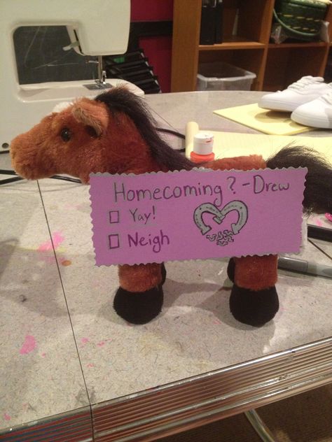 My idea for Drew to ask Julia (the equestrian) to homecoming! Homecoming? Yay or Neigh cute Preference Dance Asking Ideas, Horse Promposal Ideas, Funny Ways To Ask To A Dance, Horse Hoco Proposals, Preference Asking Ideas, Homecoming Invite Ideas, Dance Asks Ideas, Dance Ask Ideas, Girl Ask Guy