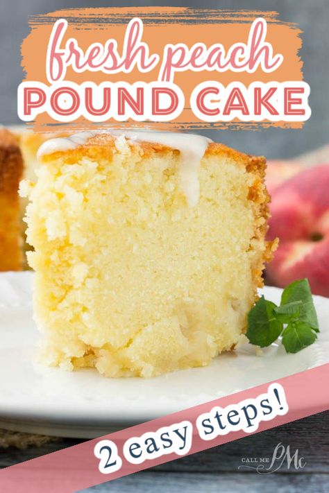 Fresh Peach Pound Cake Recipe, Peach Pound Cake Recipe, Peach Pound Cake, Peach Cobbler Pound Cake, Peach Cake Recipes, Fresh Peach Recipes, Peach Bread, Peach Pound Cakes, Peach Dessert Recipes