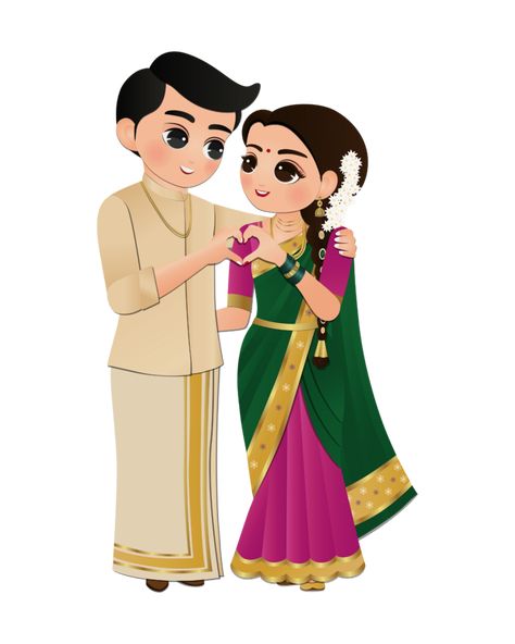 Marathi Couple Cartoon, Bride Groom Cartoon Couple, Bride And Groom Cartoon Cute, Indian Wedding Cartoon, Wedding Cartoon Images, Hindu Wedding Couple Cartoon, Hindu Wedding Caricature, Indian Wedding Couple Illustration, Sikh Wedding Invitations Cards