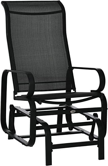 Outsunny Gliding Lounger Chair, Outdoor Swinging Chair with Smooth Rocking Arms and Lightweight Construction for Patio Backyard, Black Outdoor Glider Chair, Outdoor Glider, Lounger Chair, Black Patio, Loungers Chair, Chair Outdoor, Patio Backyard, Outside Patio, Glider Chair