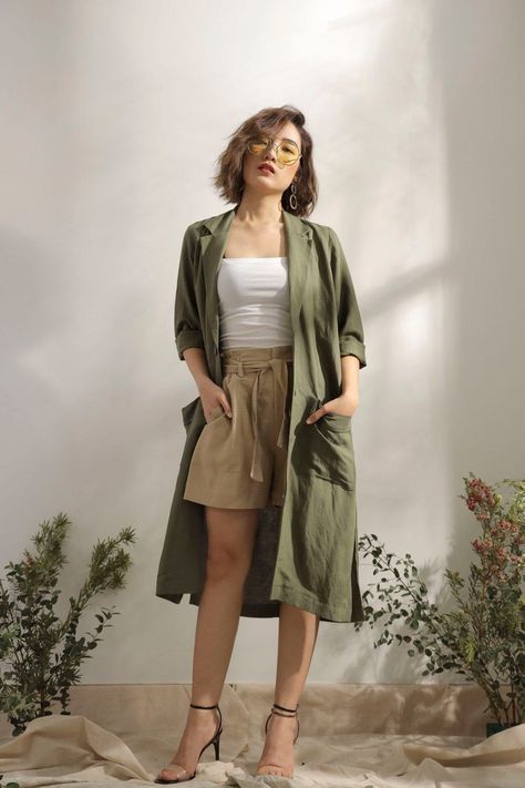 Linen Oversized Duster Coat - 0 / Olive Linen Trench Coat, Linen Jackets Women, Linen Duster, Look Kimono, Fall Linen, Oversized Linen Shirt, Linen Coat, Linen Cardigan, Wardrobe Planning