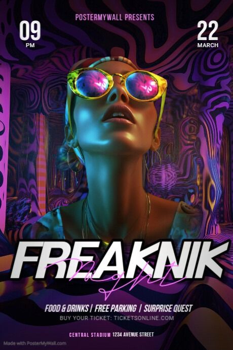 Purple Maximalist Freaknik Party Poster | PosterMyWall Freaknik Party, Concert Crowd, Kindle Book Cover, Etsy Banner, Campaign Posters, Blog Header, Facebook Event, Event Promotion, Party Poster