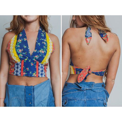 Vintage 70s HALTER top FLORAL 1970s HIPPIE boho cropped festival... ($25) ❤ liked on Polyvore featuring tops, neck-tie, print crop top, boho tops, floral crop top and floral top 70s Halter Top, 70s Halter, 70s Tops, 1970s Hippie, Top Floral, Floral Crop Tops, Print Crop Tops, Crop Blouse, Boho Tops