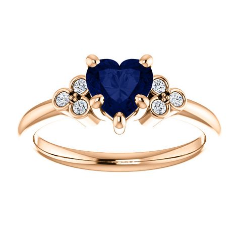 14kt Rose Gold 6x6mm Center Heart Sapphire and 6 Accent Genuine Diamonds Engagement Ring...(ST71586:1115:P).! Price: $869.99 #diamonds #ring #gold #bezelring #fashion #jewelry #jemstone Gold Wedding Bands Women, Sapphire Engagement Ring Set, Sapphire Engagement Ring Blue, Ruby Engagement Ring, Blue Sapphire Rings, Engagement Rings Sapphire, Ring Gold, Unique Engagement Rings, Diamond Wedding Bands