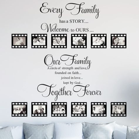 PRICES MAY VARY. Items Sent to You: there are 2 different kinds of living room wall stickers and 12 pieces of black picture frames in the package, the stickers respectively printed with [Every family has a story, welcome to ours], and [our family, a circle of strength and love, founded on faith, joined in love, kept by god, together forever], inspirational in words and beautiful in fonts; Besides, enough quantities of frames allow you to put them according to your own preference Use with Confide Family Living Room Wall Decor Ideas, Every Family Has A Story Welcome To Ours, Family Picture Walls, Family Picture Wall Ideas Living Rooms, Family Picture Wall Ideas, Living Room Wall Stickers, Family Photos Wall Decor, Wall Stickers Family, Every Family Has A Story