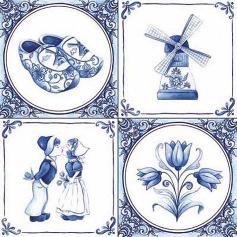 Delft Blue tiles Windmill Tattoo, Dutch Tattoo, Blue And White Tile, Tulip Tattoo, Dutch Tiles, Delft Tiles, Blue Tattoo, Dutch Windmills, Blue And White China