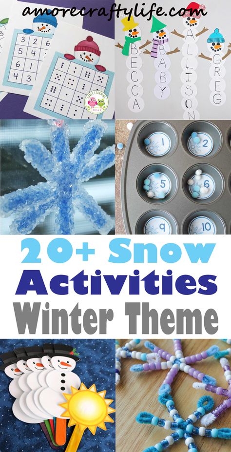 winter activities - arts and crafts activities -winter kid craft- amorecraftylife.com #kidscraft #craftsforkids #winter #preschool Snow Flake Preschool Craft, Snow Flake Activities For Preschoolers, Winter Holiday Crafts Preschool, First Day Of Winter Crafts Preschool, Christmas Crafts For Pre Schoolers, Prek Winter Art, Snow Themed Crafts For Kids, Snow Lesson Plans For Preschool, Preschool Snow Crafts