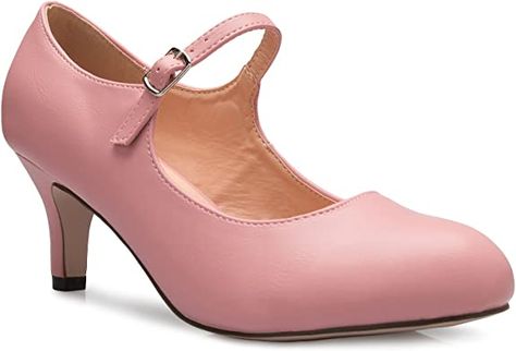 Amazon.com | Olivia K Womens Classic Low Mid Heels Mary Jane Pumps - Adorable Round Toe Vintage Retro Shoes | Pumps Narrow Shoes, Beautiful Heels, Costume Shoes, Platform Stilettos, Classic Heels, Kitten Heel Pumps, Retro Shoes, Mary Jane Pumps, Mary Jane Heels