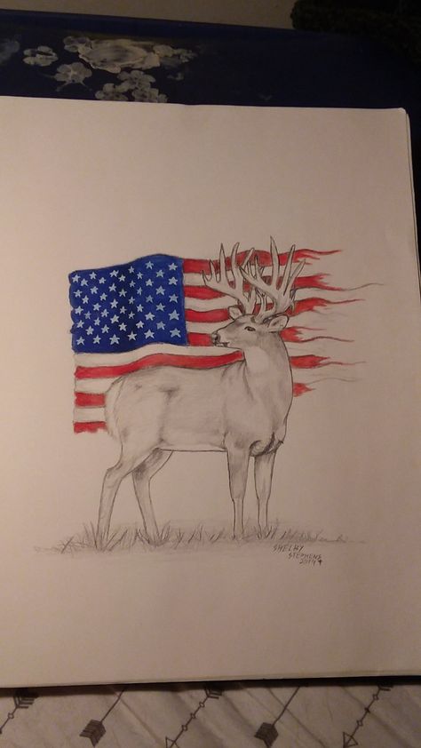 Whitetail deer and tatred American flag drawing 2019 Usa Flag Drawing, American Flag Drawing, Drawing Coloring Pages, American Drawing, American Flag Nails, Coloring Pages Ideas, Flag Drawing, Flag Nails, Pages Ideas