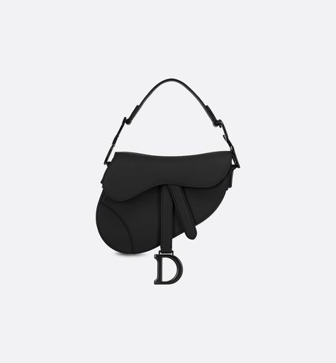 Mini Saddle Bag Black Ultramatte Calfskin - Bags - Women's Fashion | DIOR Kylie Closet, Dior Mini Saddle Bag, Celebrity Bags, Mini Saddle Bag, Womens Designer Bags, Dior Book Tote, Dior Saddle, Bag Women Fashion, Embroidered Canvas