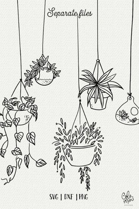 Indoor Hanging Plants, Plant Doodle, Doodle Art Journals, Hanging Plants Indoor, Seni Dan Kraf, Doodle Art Drawing, Drawing Clipart, Easy Doodle Art, Pola Sulam