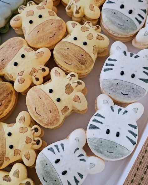 Safari animals macarons Animal Macarons, Custom Macarons, Party Animal, Safari Animals, Macaroons, Animal Party, 3rd Birthday, Fridge Magnets, Macarons