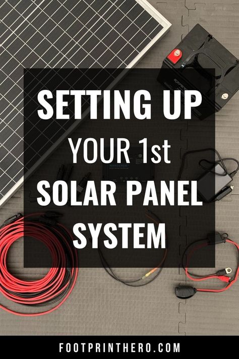 Learn how to set up your first solar panel system in JUST 4 steps! This beginner friendly DIY solar power system is a great way to solar power a small room or building, such as a solar shed or solar workshop. Solar Power Set Up, Solar Power System For Van, Cabin Solar System, How To Build Solar Panels, Diy Solar Panel Installation, How To Build A Solar Panel, How To Build A Solar System, Solar Power For Beginners, Solar Shed Power