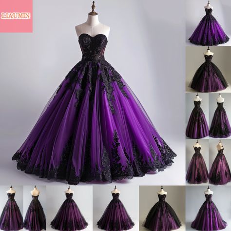 Strapless Purple Tulle Evening Dress, Purple Gown With Sweetheart Neckline For Party, Purple Ball Gown For Banquet, Purple Ball Gown Evening Dress For Prom, Purple Ball Gown For Prom, Purple Ball Gown For Wedding, Purple Sleeveless Ball Gown For Evening, Strapless Purple Gown For Banquet, Purple Ball Gown For Prom Season