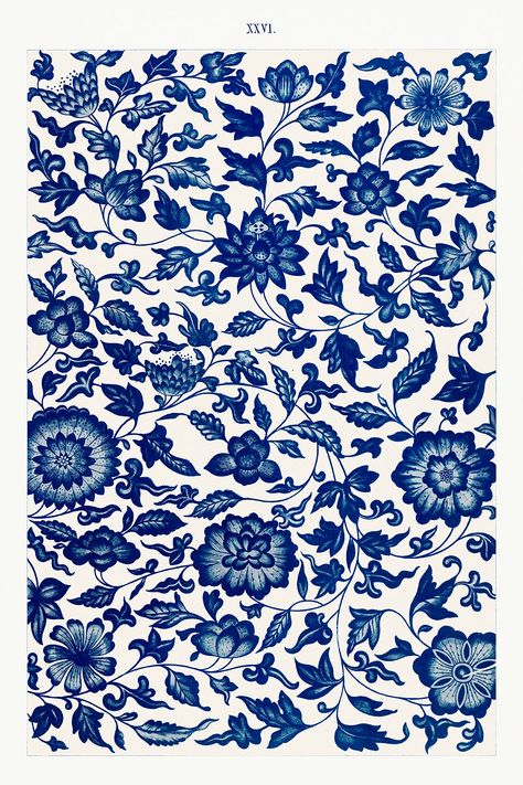 Blue flower pattern, Examples of Chinese Ornament selected from objects in the South Kensington Museum and other collections by Owen Jones. Digitally enhanced plate from our own original 1867 edition of the book. | free image by rawpixel.com Blue China Patterns, 16 Tattoo, Chinese Ornament, Blue Flower Pattern, Owen Jones, Chinese Flower, Chinese Pattern, South Kensington, Chinese Patterns