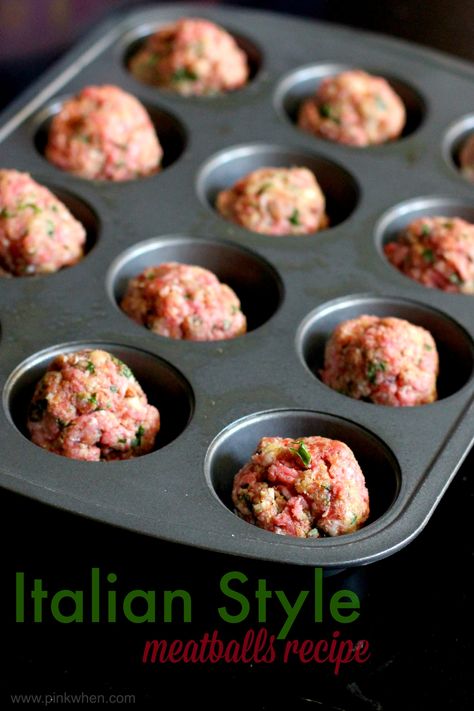 Italian Style Meatballs Recipe Italian Style Meatballs, Meatball Dishes, Italian Meatballs Recipe, Meatballs Recipe, Think Food, Muffin Tins, Muffin Tin, Meatball Recipes, Beef Dishes