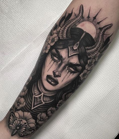 Portrait Tattoo Sleeve, Wrist Tattoo Cover Up, Black Cat Tattoos, Witch Tattoo, Goddess Tattoo, Tattoo Cover Up, Cover Up Tattoo, Dark Tattoo, Sleeve Tattoos For Women