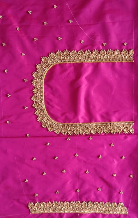 6356583028 Bridal Aari Work Blouse Designs, Bridal Aari Work Blouse, Aari Work Blouse Designs, Bridal Aari Work, Simple Aari Work, Aari Blouses, Yoke Embroidery, Magam Work Designs, Magam Work