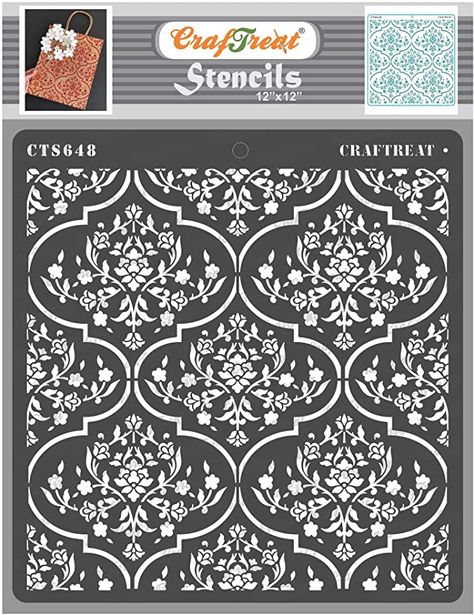 Amazon.com : CrafTreat Trellis Stencils for Painting Walls Moroccan - Floral Trellis - 12x12 Inches - Trellis Stencil for Furniture Painting - Background Stencils for Scrapbooking and Card Making : Arts, Crafts & Sewing Trellis Stencil, Furniture Stencils, Moroccan Print, Moroccan Stencil, Stencils For Painting, Painting Walls, Stencil Furniture, Furniture Painting, Stencil Painting